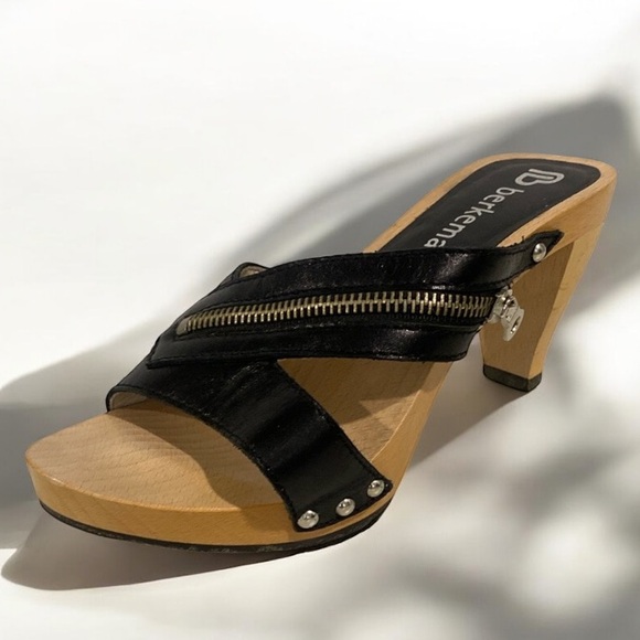 berkemann Shoes - Black Leather Mules by Berkemann Size 37